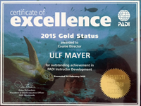 PADI excellence Gold Status PADI excellence Gold Status
