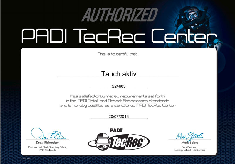 PADI TecRec Center Tauch aktiv PADI TecRec Center Tauch aktiv